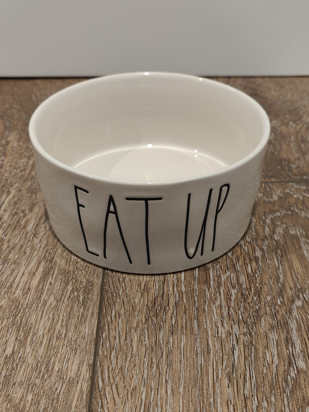 Rae Dunn Pet White Ceramic Bowl with Black "EAT UP" Lettering